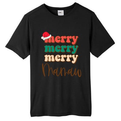 Merry Mamaw Santa Claus Hat Funny Family Christmas Pajama Meaningful Gift Tall Fusion ChromaSoft Performance T-Shirt