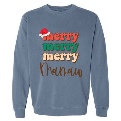 Merry Mamaw Santa Claus Hat Funny Family Christmas Pajama Meaningful Gift Garment-Dyed Sweatshirt