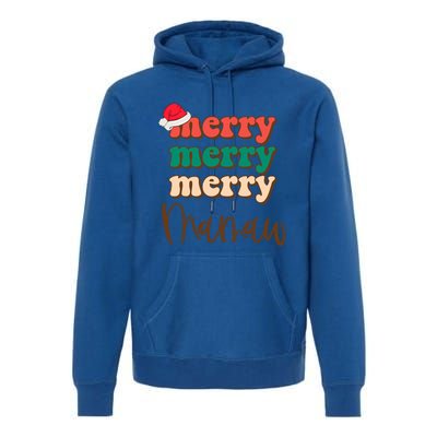 Merry Mamaw Santa Claus Hat Funny Family Christmas Pajama Meaningful Gift Premium Hoodie