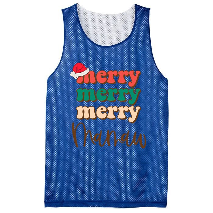 Merry Mamaw Santa Claus Hat Funny Family Christmas Pajama Meaningful Gift Mesh Reversible Basketball Jersey Tank