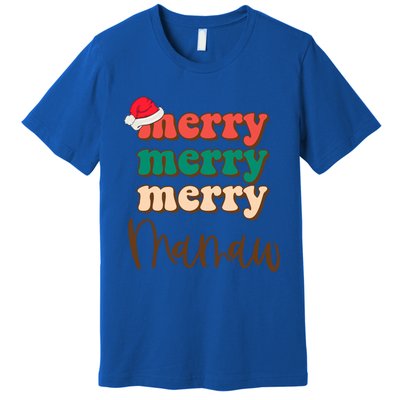 Merry Mamaw Santa Claus Hat Funny Family Christmas Pajama Meaningful Gift Premium T-Shirt