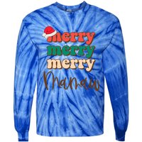 Merry Mamaw Santa Claus Hat Funny Family Christmas Pajama Meaningful Gift Tie-Dye Long Sleeve Shirt