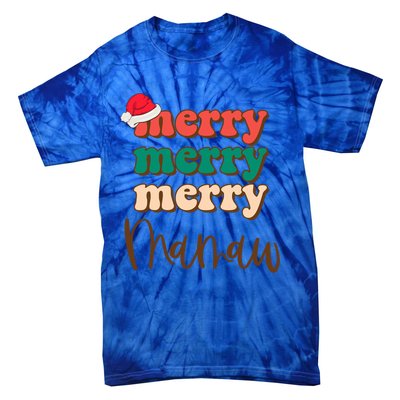 Merry Mamaw Santa Claus Hat Funny Family Christmas Pajama Meaningful Gift Tie-Dye T-Shirt