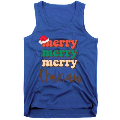 Merry Mamaw Santa Claus Hat Funny Family Christmas Pajama Meaningful Gift Tank Top