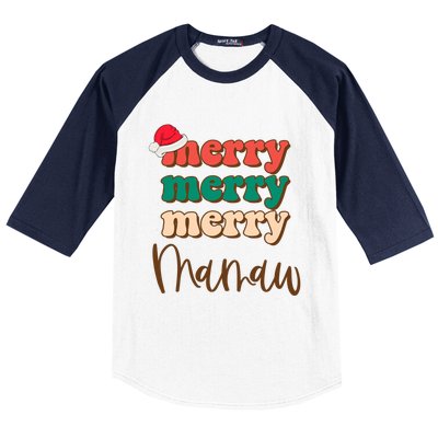 Merry Mamaw Santa Claus Hat Funny Family Christmas Pajama Meaningful Gift Baseball Sleeve Shirt