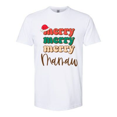 Merry Mamaw Santa Claus Hat Funny Family Christmas Pajama Meaningful Gift Softstyle® CVC T-Shirt