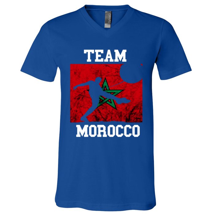 Morocco Moroccan Soccer Team Moroccan Pride Morocco Flag Meaningful Gift V-Neck T-Shirt