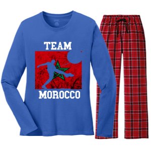 Morocco Moroccan Soccer Team Moroccan Pride Morocco Flag Meaningful Gift Women's Long Sleeve Flannel Pajama Set 