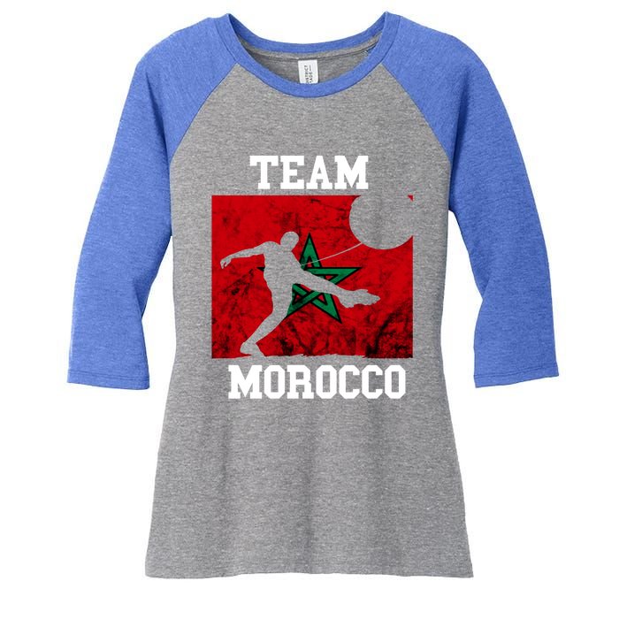 Morocco Moroccan Soccer Team Moroccan Pride Morocco Flag Meaningful Gift Women's Tri-Blend 3/4-Sleeve Raglan Shirt