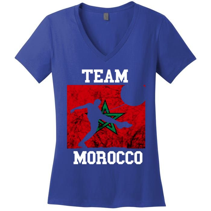 Morocco Moroccan Soccer Team Moroccan Pride Morocco Flag Meaningful Gift Women's V-Neck T-Shirt