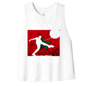 Morocco Moroccan Soccer Team Moroccan Pride Morocco Flag Meaningful Gift Women's Racerback Cropped Tank