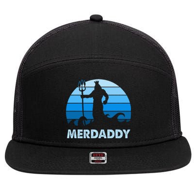 Merdaddy Mermaid Security Merman Daddy Fathers Day Swimmer 7 Panel Mesh Trucker Snapback Hat