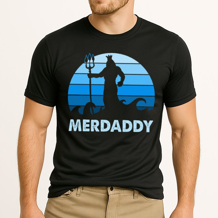 Merdaddy Mermaid Security Merman Daddy Fathers Day Swimmer Cooling Performance Crew T-Shirt