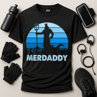 Merdaddy Mermaid Security Merman Daddy Fathers Day Swimmer Cooling Performance Crew T-Shirt