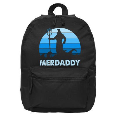 Merdaddy Mermaid Security Merman Daddy Fathers Day Swimmer 16 in Basic Backpack