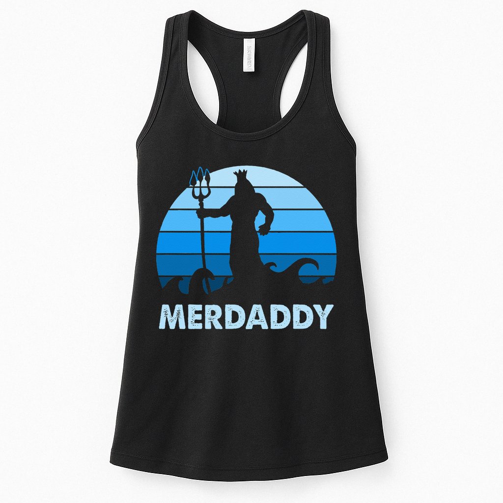 Merdaddy Mermaid Security Merman Daddy Fathers Day Swimmer Womens Tank Top