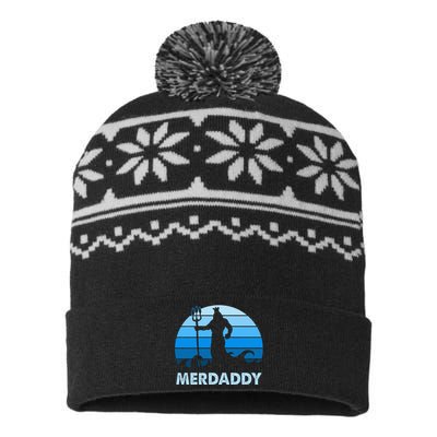 Merdaddy Mermaid Security Merman Daddy Fathers Day Swimmer USA-Made Snowflake Beanie