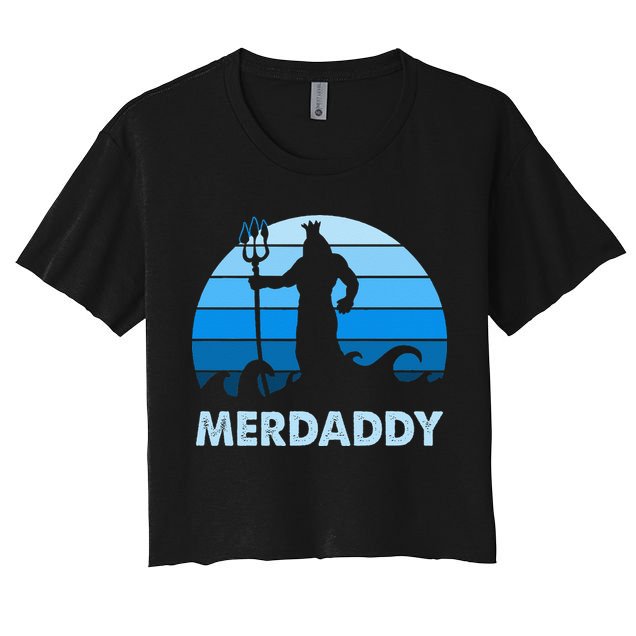 Merdaddy Mermaid Security Merman Daddy Fathers Day Swimmer Crop Top