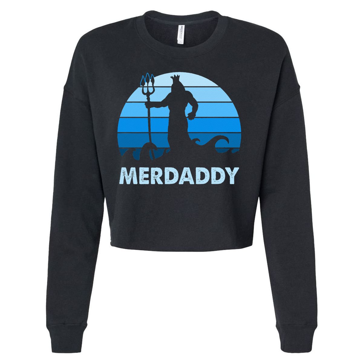 Merdaddy Mermaid Security Merman Daddy Fathers Day Swimmer Cropped Pullover Crew