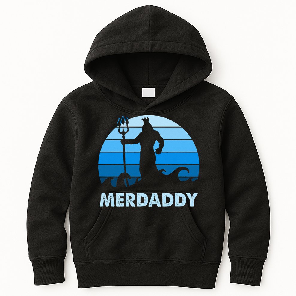 Merdaddy Mermaid Security Merman Daddy Fathers Day Swimmer Kids Hoodie