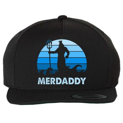 Merdaddy Mermaid Security Merman Daddy Fathers Day Swimmer Wool Snapback Cap