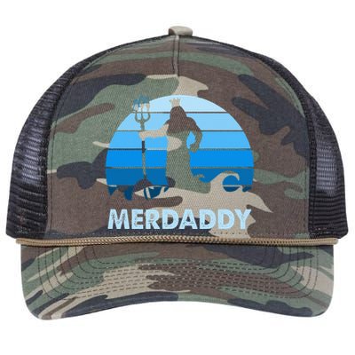 Merdaddy Mermaid Security Merman Daddy Fathers Day Swimmer Retro Rope Trucker Hat Cap