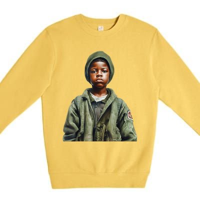 Military Minded Street Soldier Urban Warrior Black Boy Premium Crewneck Sweatshirt