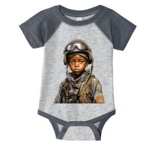 Military Minded Street Soldier Urban Warrior Black Boy Infant Baby Jersey Bodysuit