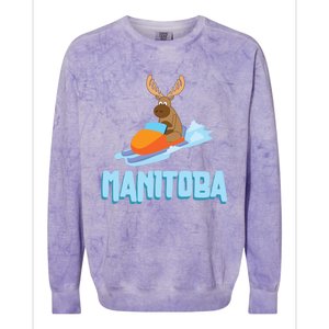 Manitoba Moose Snowmobile Sled Gift For Riders Great Gift Colorblast Crewneck Sweatshirt