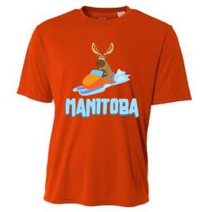 Manitoba Moose Snowmobile Sled Gift For Riders Great Gift Cooling Performance Crew T-Shirt