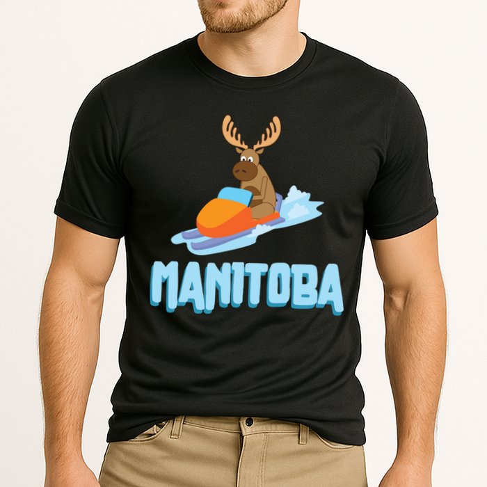 Manitoba Moose Snowmobile Sled Gift For Riders Great Gift Cooling Performance Crew T-Shirt