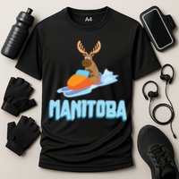 Manitoba Moose Snowmobile Sled Gift For Riders Great Gift Cooling Performance Crew T-Shirt