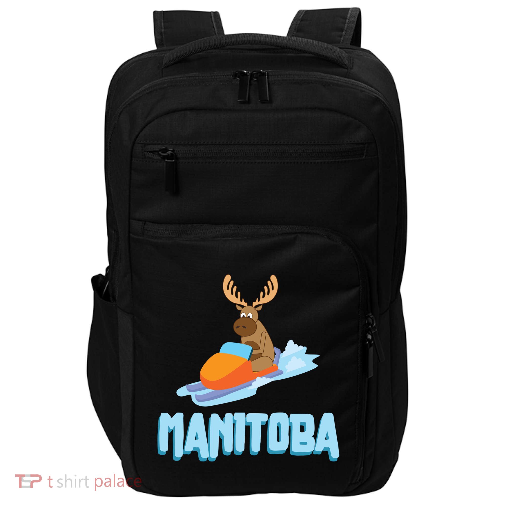 Manitoba Moose Snowmobile Sled Gift For Riders Great Gift Impact Tech Backpack