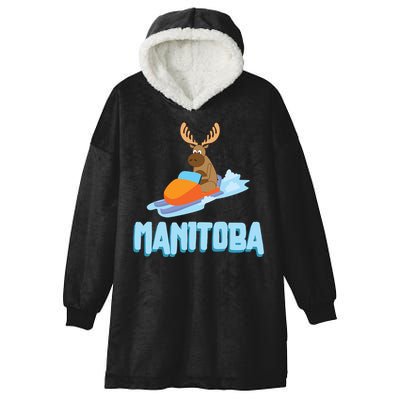 Manitoba Moose Snowmobile Sled Gift For Riders Great Gift Hooded Wearable Blanket
