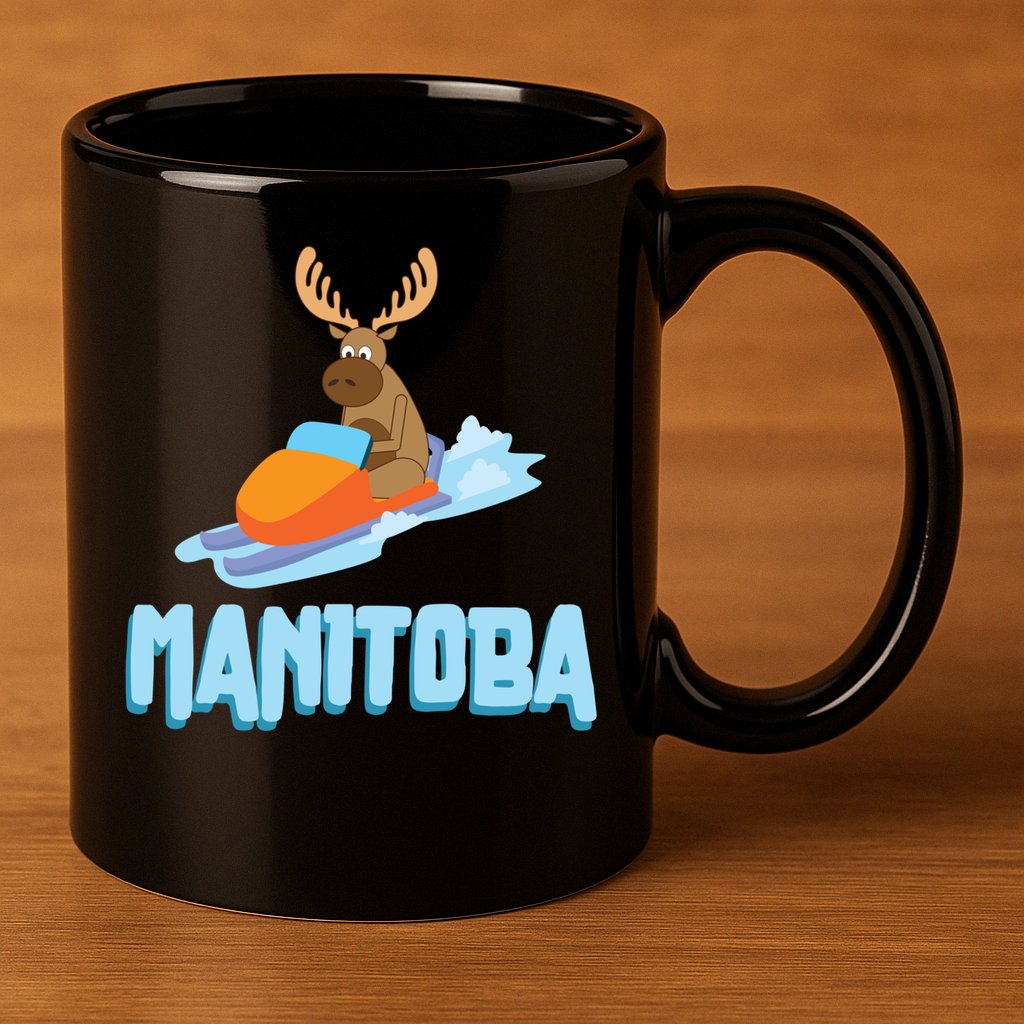 Manitoba Moose Snowmobile Sled Gift For Riders Great Gift 11oz C Handle Ceramic Mug
