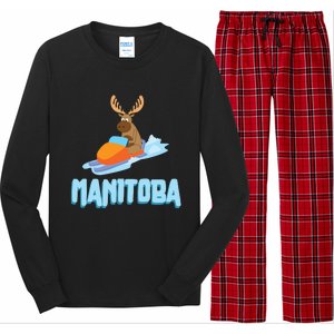 Manitoba Moose Snowmobile Sled Gift For Riders Great Gift Long Sleeve Pajama Set