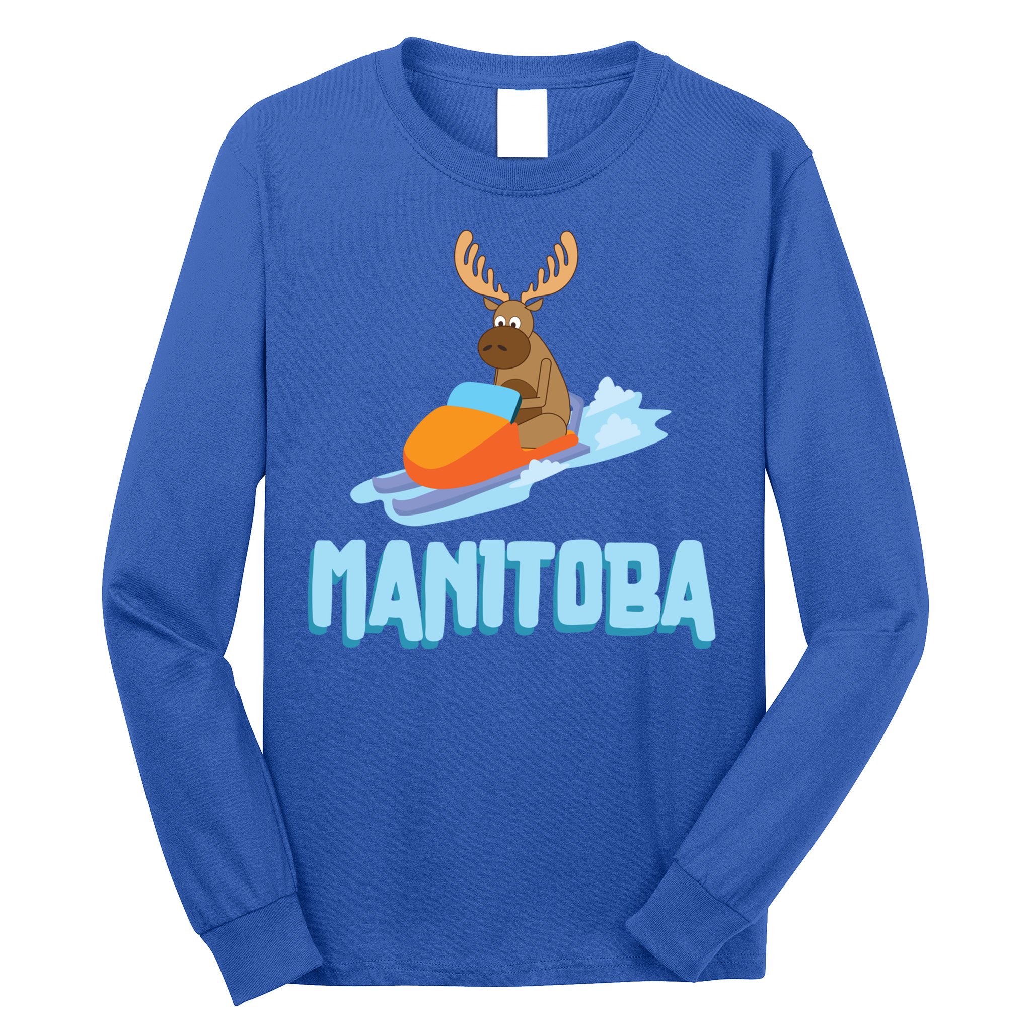 Manitoba Moose Snowmobile Sled Gift For Riders Great Gift Long Sleeve Shirt