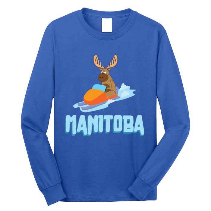 Manitoba Moose Snowmobile Sled Gift For Riders Great Gift Long Sleeve Shirt