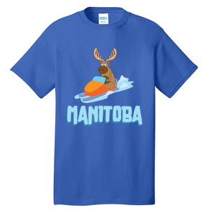 Manitoba Moose Snowmobile Sled Gift For Riders Great Gift Tall T-Shirt