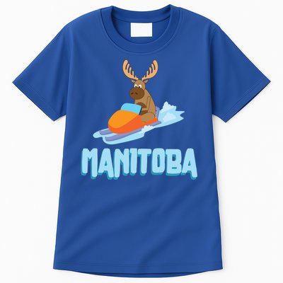 Manitoba Moose Snowmobile Sled Gift For Riders Great Gift Tall T-Shirt