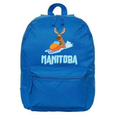 Manitoba Moose Snowmobile Sled Gift For Riders Great Gift 16 in Basic Backpack