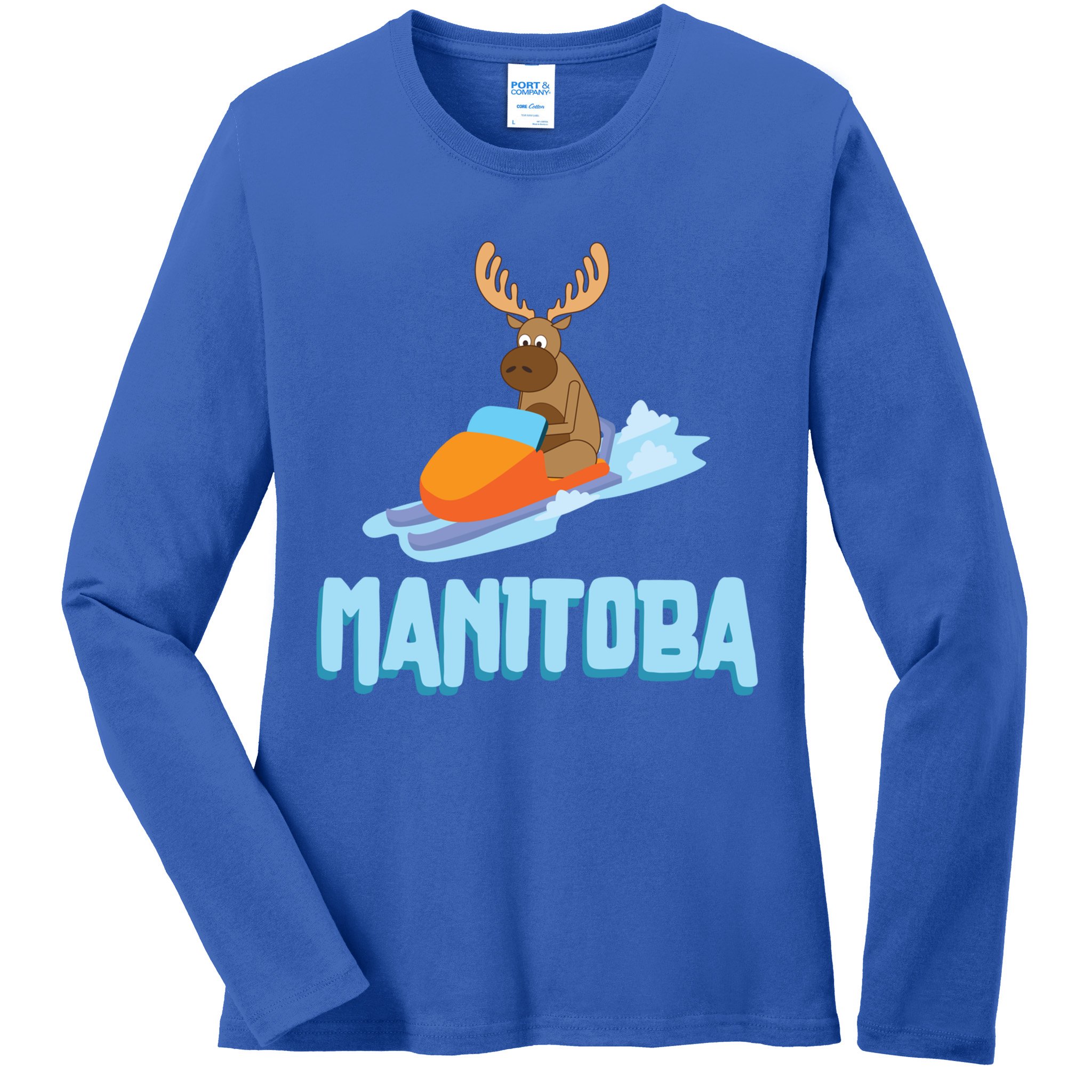 Manitoba Moose Snowmobile Sled Gift For Riders Great Gift Ladies Long Sleeve Shirt