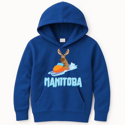 Manitoba Moose Snowmobile Sled Gift For Riders Great Gift Kids Hoodie