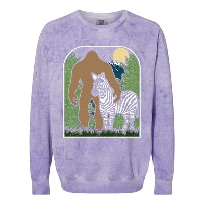 Mount Mt Si Forest Bigfoot Protecting Zebra Colorblast Crewneck Sweatshirt