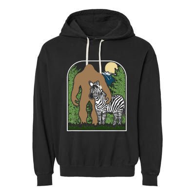 Mount Mt Si Forest Bigfoot Protecting Zebra Garment-Dyed Fleece Hoodie