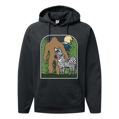 Mount Mt Si Forest Bigfoot Protecting Zebra Performance Fleece Hoodie