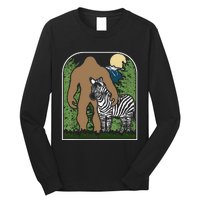 Mount Mt Si Forest Bigfoot Protecting Zebra Long Sleeve Shirt