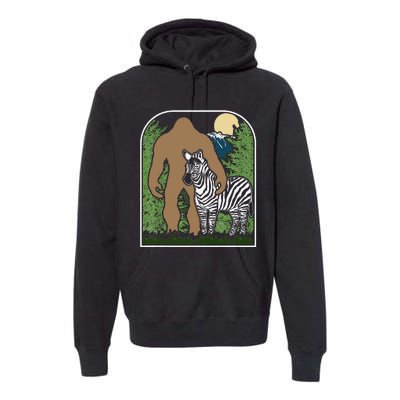 Mount Mt Si Forest Bigfoot Protecting Zebra Premium Hoodie