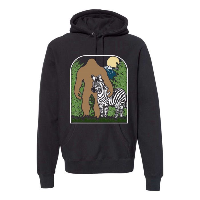 Mount Mt Si Forest Bigfoot Protecting Zebra Premium Hoodie