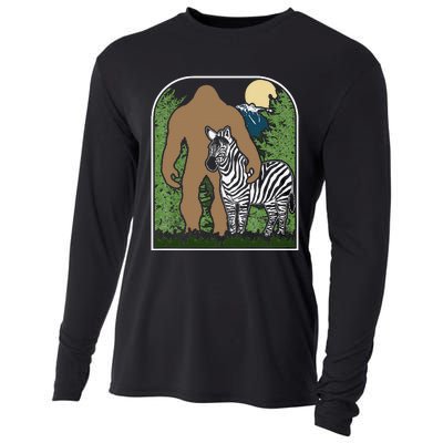 Mount Mt Si Forest Bigfoot Protecting Zebra Cooling Performance Long Sleeve Crew